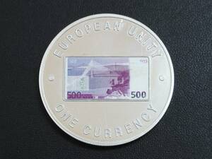 ◆外国硬貨 ザンビア 1999年 欧州連合 単一通貨ユーロ導入記念 カラーコイン 1000クワチャ・プルーフ銀メッキ白銅貨