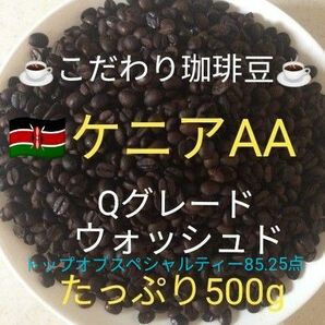 こだわり珈琲豆　ケニアAA 　最高級Qグレード85.25点コーヒー豆　500g 自家焙煎 中深煎り　ウォッシュド