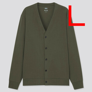 訳あり新品 ユニクロ エアリズムUVカットカーディガン (長袖) オリーブ OLIVE Lサイズ UNIQLO ポケット有り 341-433048