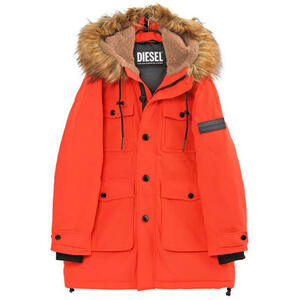 ★新品未使用/DIESEL/価格82500円★ダグ付 メンズ DIESEL ウィンターフェイクファー 中綿 ジャケット オレンジ M