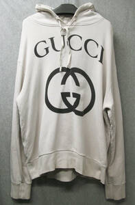 （L）GUCCI 18AW Oversized Foodie Beige Hooded Sweatshirt L （ グッチ パーカ スウェット フーディー 大きめ L ベージュ系 正規品 