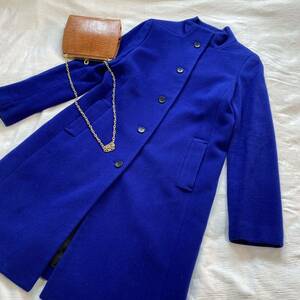  I si- Be ICB * stand-up collar wool semi-long coat blue size JPN 7 y23100701