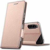 SONY Xperia 10 III SO-52B用 PUレザー TPU 手帳型 フリップ ケース 保護ケース スタンド機能 マグネット付 カード入れ付 濃紺_画像1