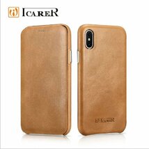 iCARER iPhone XS Max 6.5inch本革 手帳型 曲線 ビンテージ フリップケース マグネット吸着 Curved Edge G150 赤_画像6