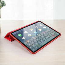 iPad Air 第4世代 10.9インチ2020年用三つ折りTPU+PU連体 ソフト スマート カバー ケース オートスリープ機能 赤_画像6