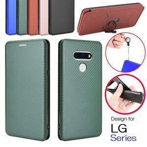 LG style3 L-41A用炭素繊維紋様 PC＋TPU＋PU 手帳型ケース カーボンファイバー柄 マグネット付 カード入れ付 緑