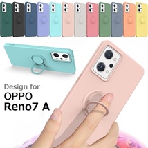 OPPO Reno7 A/Reno9 A用リング付 硬質シリコン ソフトバックカバー 衝撃吸収 落下防止 スタンド ストラップ付 ピンク_画像1