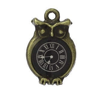Horloge hibou type 1 pièce (couleur bronze antique) accessoire breloque breloque en métal pendentif tête (1 pièce) 18mm x 12mm, artisanat, artisanat, perlage, pieces en metal