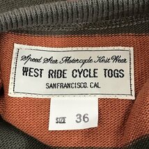 ☆WEST RIDE CYCLE TOGS/ウエストライド ボーダー クルーネック カットソー オレンジ/カーキ size36 /060_画像3