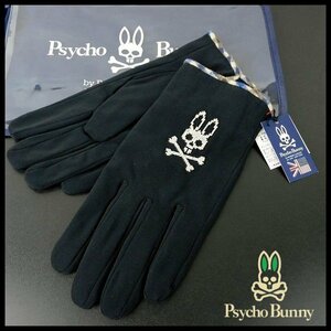 新品 サイコバニー Psycho Bunny 手袋 メンズ 紳士 24cm 黒 スカル&ボーンバニー ケース付き プレゼントにも！ 【B1688】
