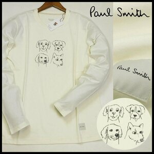 新品 ポールスミス Paul Smith 長袖カットソー ロンＴシャツ M 白 DOG(犬)プリント マルチステッチ メンズ 1円～ Q1 【B2500】