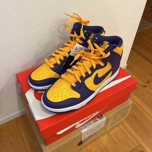 【半額スタート！未使用】NIKE DUNK HIGH RETRO 27.0cm LAKERS