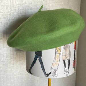 ベレー帽 レディース 帽子 オーストラリアウール90%ライトグリーン