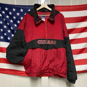 USED CHICAGO メンズ ハーフジップ ナイロンジャケット XL フード