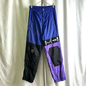 90s OCEAN PACIFIC TECH нейлон брюки S голубой × лиловый × черный легкий широкий лыжи сноуборд OP 80s 00s Old Vintage 