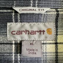 90s carhartt オンブレ チェック ネル シャツ XL ネイビー グレー ビッグサイズ シャドー カーハート 80s 00s 古着 オールド ビンテージ_画像2