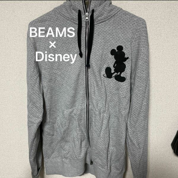 BEAMS HEART × Disney（ビームスハートディズニー） ポルカドットミッキー刺繍ジップパーカー 