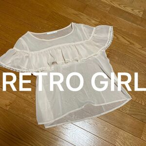 RETROGIRL レトロガール トップス　ブラウス　チュニック　シフォン素材　フレンチスリーブ　半袖　前後フリル