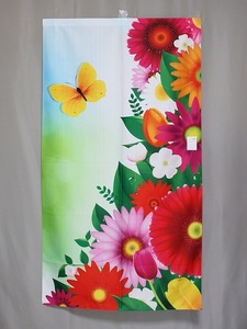 長尺暖簾 H1214-01 送料無料 花の柄 150ｃｍ 長尺のれん お部屋のインテリヤに ロングサイズしゃれたプリント模様 間仕切りに