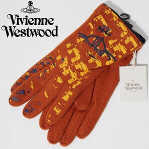 新品 ヴィヴィアンウエストウッド アシメオーブペイント グローブ 手袋 21‐22㎝ 茶系　K2715