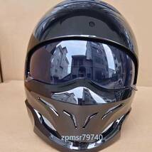 フルフェイスヘルメット　スコーピオン風ヘルメット　ジェットヘルメット　ハーレーヘルメット　M～XXLサイズ選択可　艶黒　多機能　変身_画像3
