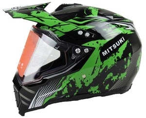 バイク　フルフェイスヘルメット　オフロードヘルメット　緑柄7＃　インナー丸洗い可能　　M～XXLサイズ　　XL