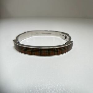 G◎ バーバリー チェック柄 レディース バングル ブレスレット シルバー 33.7g BURBERRY