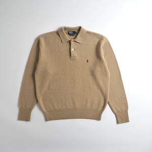 ラルフローレン　Ralph Lauren　羊毛１００％　ニット　ハーフボタン　キャメル　美品　メンズ