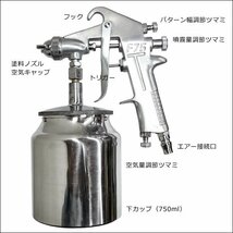 吸上式 スプレーガン ノズル1.5mm 下カップ 750ml [F75S] 家具 自動車 塗装ガン/9_画像4