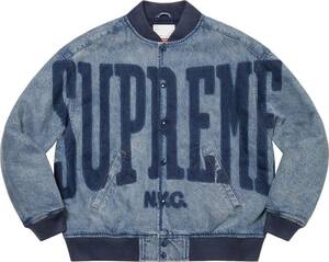 （XXL）未使用品 Supreme Washed Knockout Denim Varsity Jacket Washed Blue シュプリーム スタジャン スタジアムジャケット ダウン