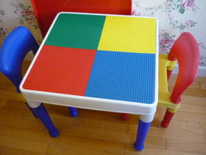 大きめ ブロックテーブル 2way プレイテーブル キッズチェア 二脚付き お絵かきテーブル 子供椅子 レゴテーブル 