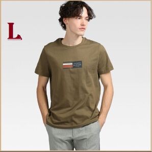 定価で完売 ストライプフラッグのグラフィックロゴTシャツ カーキ Lサイズ