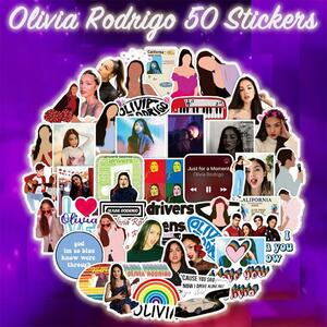 oli vi arodoligo sticker 50 pieces set Olivia Rodrigo PVC waterproof seal oli Via rodoligo emo lock pop punk singer 
