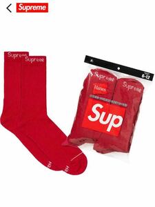 SUPREME Hanes Crew Socks(4 Pack) レッド シュプリーム ヘインズ ソックス 靴下