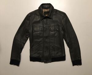 サイズ5 TETE HOMME 2WAY シングルライダース レザージャケット ラムレザー 羊革 トラッカージャケット Gジャン テットオム