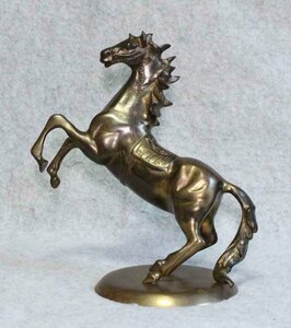 金属工芸●●馬　置物　跳ね馬　真鍮製●25cm 黄銅像　ウマ　 　brass horse　