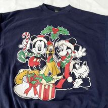 90s ミッキーマウス ミニーマウス クリスマス プリント スウェット グーフィー （ ビンテージ ディズニー WALT DISNEY トレーナー 古着 80s_画像2