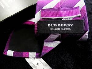 5G0132【超特売】★バーバリー【ブラックレーベル】【BURBERRY】【ロゴ入・ ストライプ】ネクタイ★