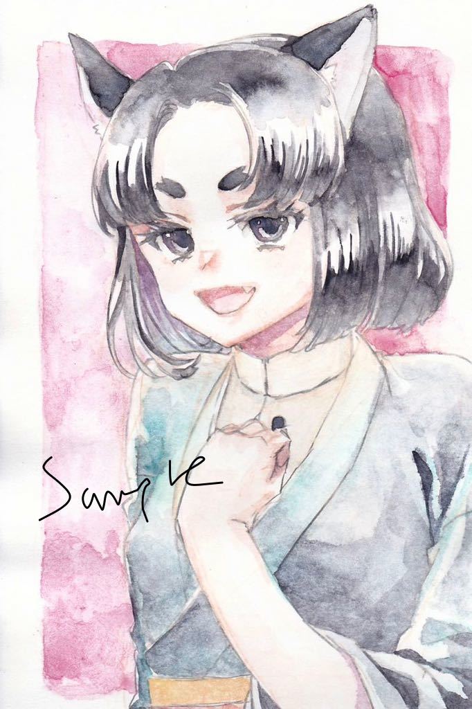 Original Hand-Drawn artwork illustration practice work Kuroshiba postcard size, comics, anime goods, hand drawn illustration