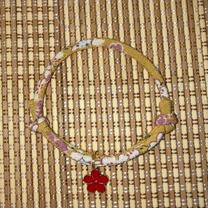 和風 猫の首輪 ちりめん細紐(子猫〜小柄な成猫用)緋桜・からし