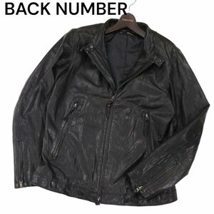 BACK NUMBER バックナンバー 山羊革★ ゴート レザー シングル ライダース ジャケット Sz.XL　メンズ 黒 大きいサイズ　I3T01237_9#N