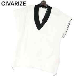 CIVARIZE シヴァーライズ 通年 ビッグシルエット★ 半袖 ドルマン ケーブル ニット セーター Sz.F　メンズ　I3T01303_9#L