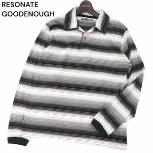 RESONATE GOODENOUGH リゾネイト グッドイナフ 通年 マルチ ボーダー★ 長袖 ポロシャツ Sz.M　メンズ 日本製　I3T01314_9#C