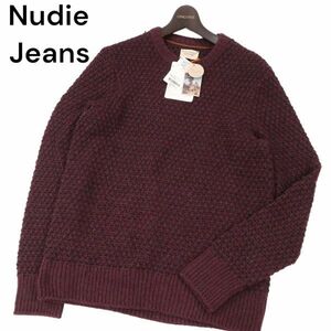 未使用★ Nudie Jeans ヌーディージーンズ 【HAMPUS】秋冬 ウール バスケット ニット セーター Sz.S　メンズ　I3T01455_9#K