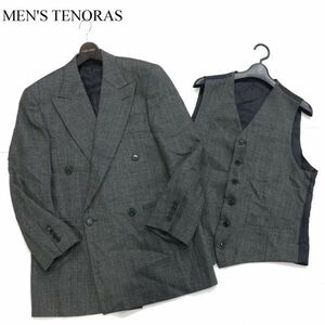 MEN'S TENORAS メンズティノラス 秋冬★ ウール ダブル テーラード ジャケット & ベスト ジレ セット Sz.M　メンズ グレー　I3T01389_9#N