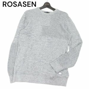 ROSASEN ロサーセン 通年 パネル切替★ コットン ニット セーター Sz.LL　メンズ グレー ゴルフ　I3T01500_A#O