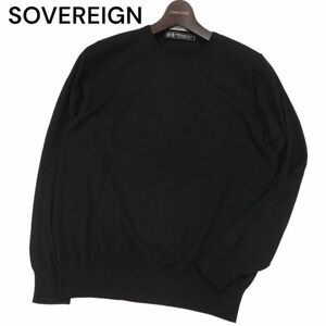 美品★ SOVEREIGN ソブリン ユナイテッドアローズ 秋冬 ウール100%★ クルーネック ニット セーター Sz.M　メンズ 黒　I3T01462_9#K