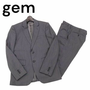 gem TETE HOMME テットオム 通年 総裏★ ヘリンボーン ストライプ セットアップ スーツ Sz.4　メンズ グレー ビジネス　I3T01575_A#O