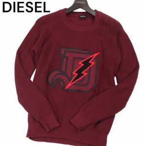 DIESEL ディーゼル 【K-SPIN】秋冬 イナズマ レタード刺繍★ コットン ニット セーター Sz.S　メンズ　I3T01532_A#K