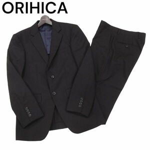 ORIHICA オリヒカ 通年 背抜き★ ヘリンボーン ストライプ セットアップ スーツ Sz.94Y6　メンズ 黒 ビジネス　I3T01595_A#O